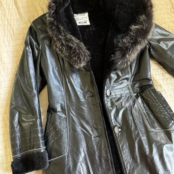 Moschino women’s leather winter coat/jacket size XS-S Black made in Italy, New! - Picture 9 of 16